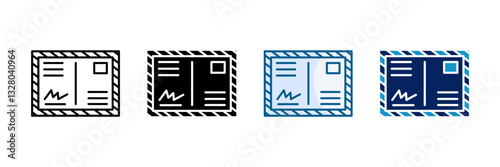 Postcard Icon Set Multiple Style Collection