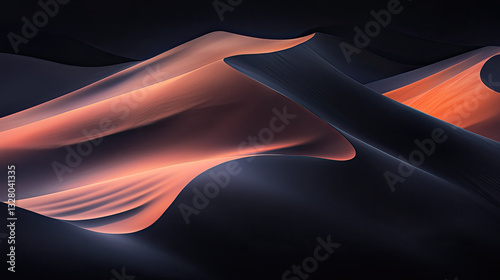 Abstract desert landscape with glowing sand dunes