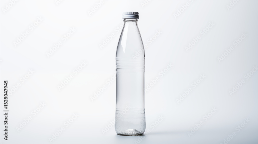 Clear Plastic Bottle with White Cap Studio Shot