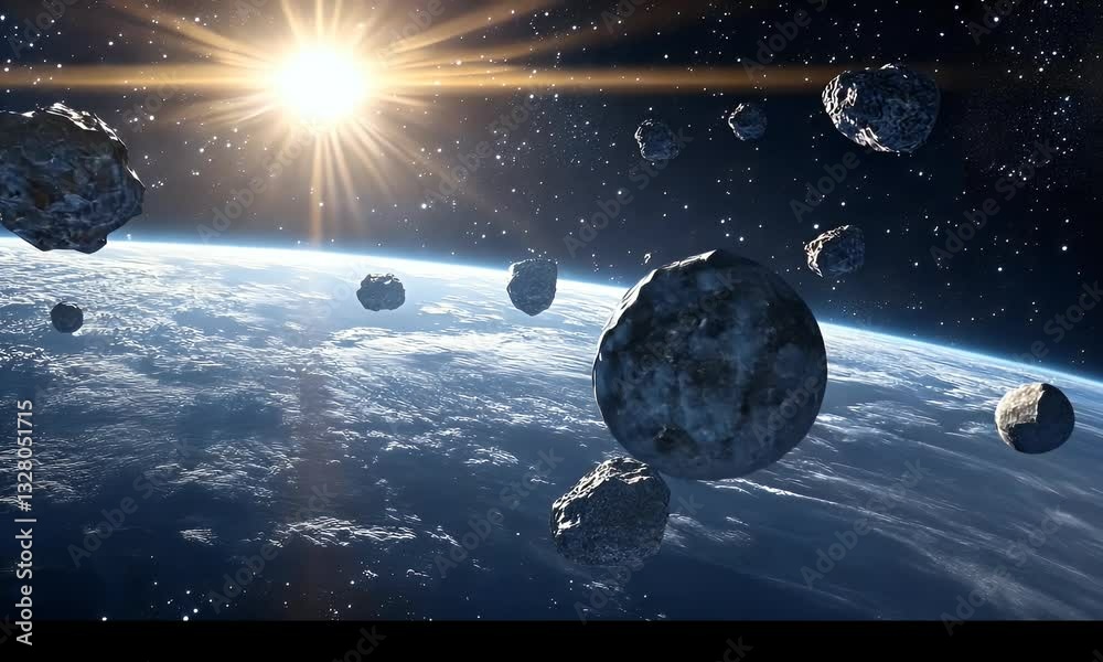 Asteroid Impact Threatening Earth