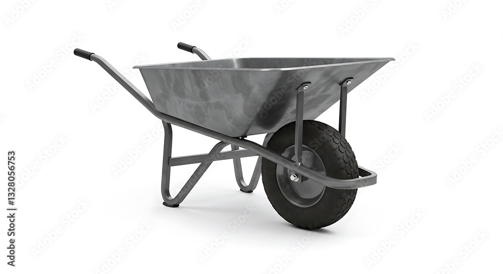 Metal Wheelbarrow Isolated on White Background Perfect for Garden Projects Metal Wheelbarrow Isolated on White Background Perfect for Garden Projects