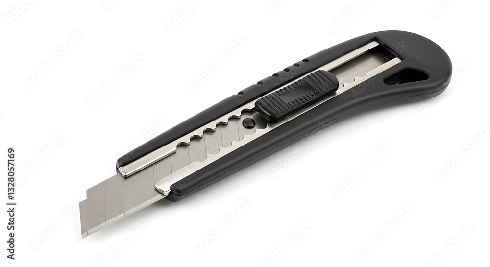 Utility Knife with Retractable Blade Cutting Tool on White Background Utility Knife with Retractable Blade Cutting Tool on White Background