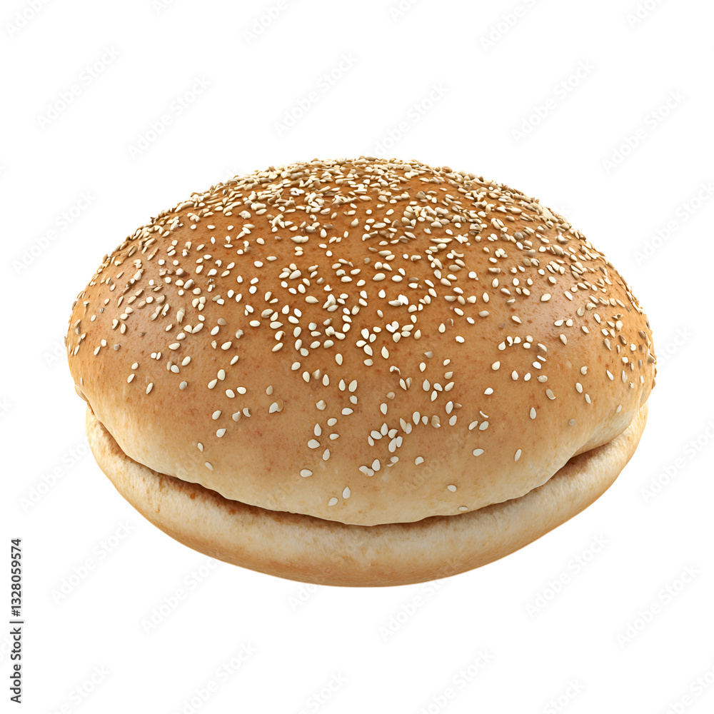 Golden Brown Sesame Seed Hamburger Bun. Soft, Fluffy, and Lightly Toasted. Isolated on Transparent Background. Golden Brown Sesame Seed Hamburger Bun. Soft, Fluffy, and Lightly Toasted. Isolated on Transparent Background.