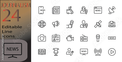 journalism Line  Icons set cannot be edited already expanded and merged