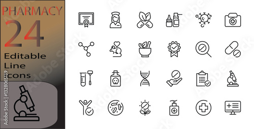 pharmacy icon set Line cannot be edited already expanded and merged