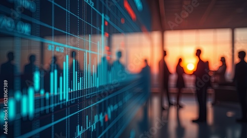 Wallpaper Mural A group of people are standing in front of a wall of graphs and numbers Torontodigital.ca