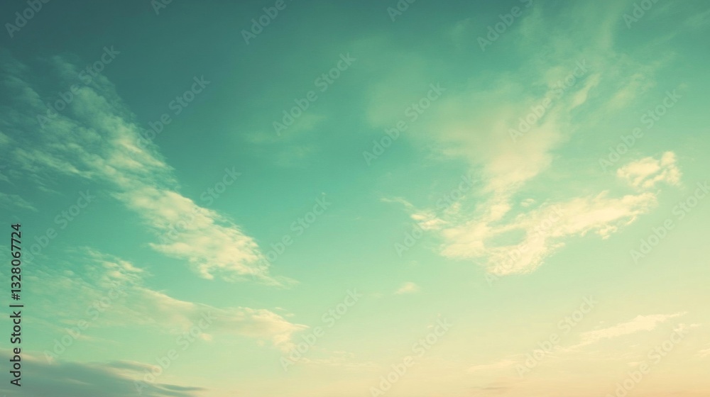 Obraz premium Soft Pastel Sky With Wispy Clouds