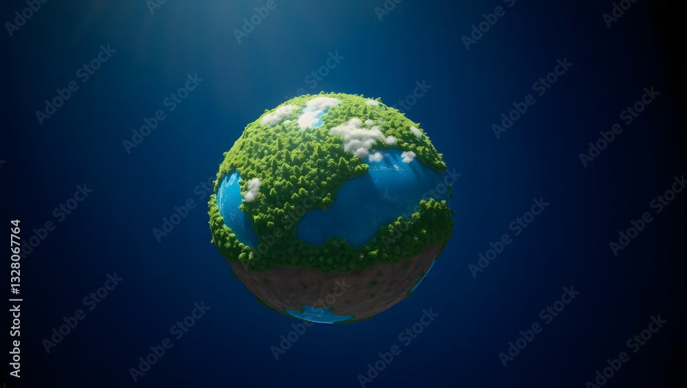 Eco-Friendly Earth with Lush Greenery and Blue Sky for Earth Day Eco-Friendly Earth with Lush Greenery and Blue Sky for Earth Day