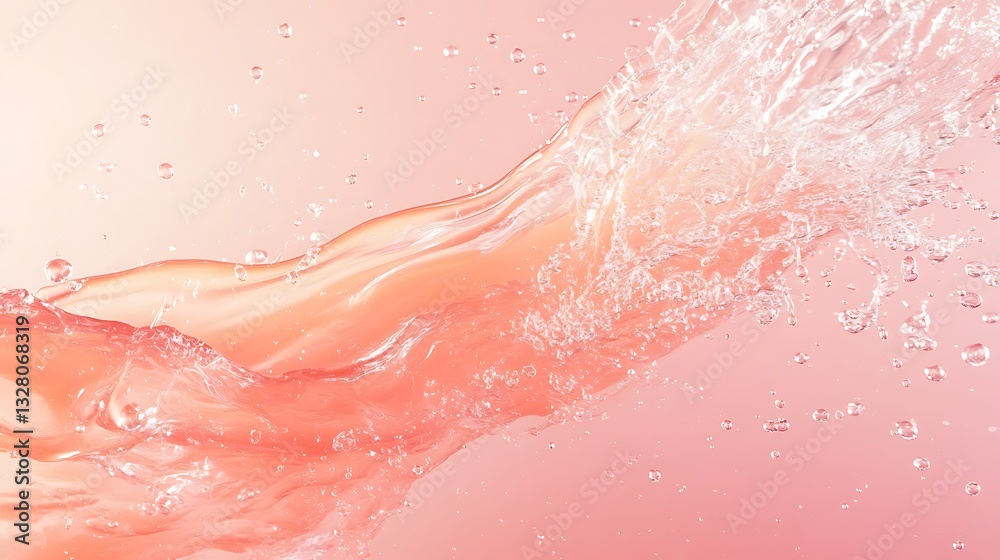 Fototapeta premium Flowing pink liquid creates a soothing and dynamic effect against a soft background.