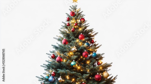 Decorated Christmas Tree with Colorful Ornaments and Warm Lights
