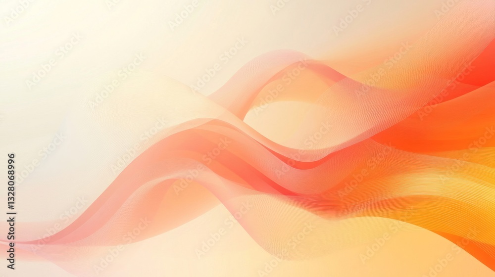 Abstract Orange and Peach Waves Flowing on Cream Background Abstract Orange and Peach Waves Flowing on Cream Background