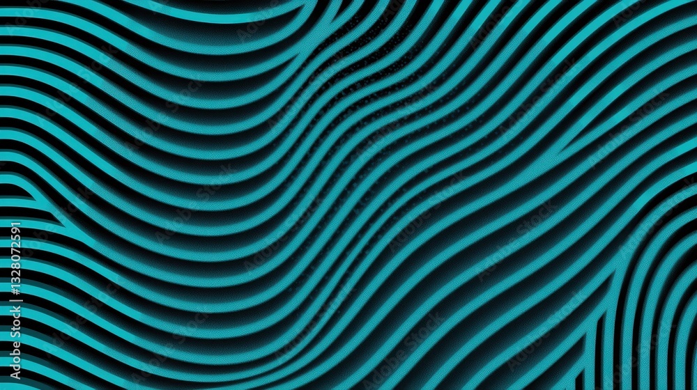 Abstract Waves in Blue and Black Background with Striking Lines