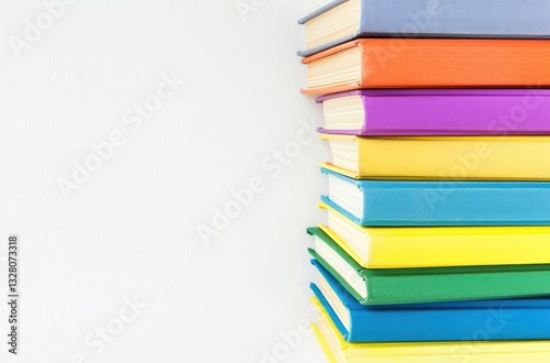 Wallpaper Mural Colorful Book Stack with Copy Space on White Background, Perfect for Banner Design and Text Integration Torontodigital.ca