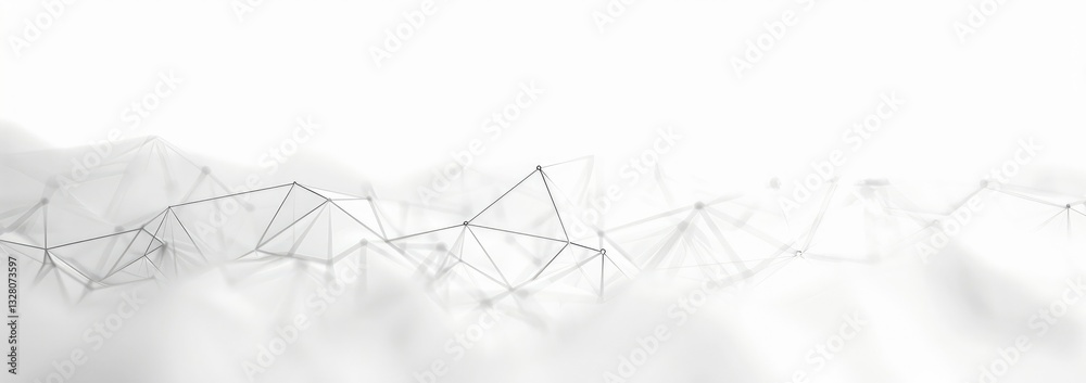 Abstract Big Data Technology Concept with Low-Poly Mesh Waves on White Background Abstract Big Data Technology Concept with Low-Poly Mesh Waves on White Background