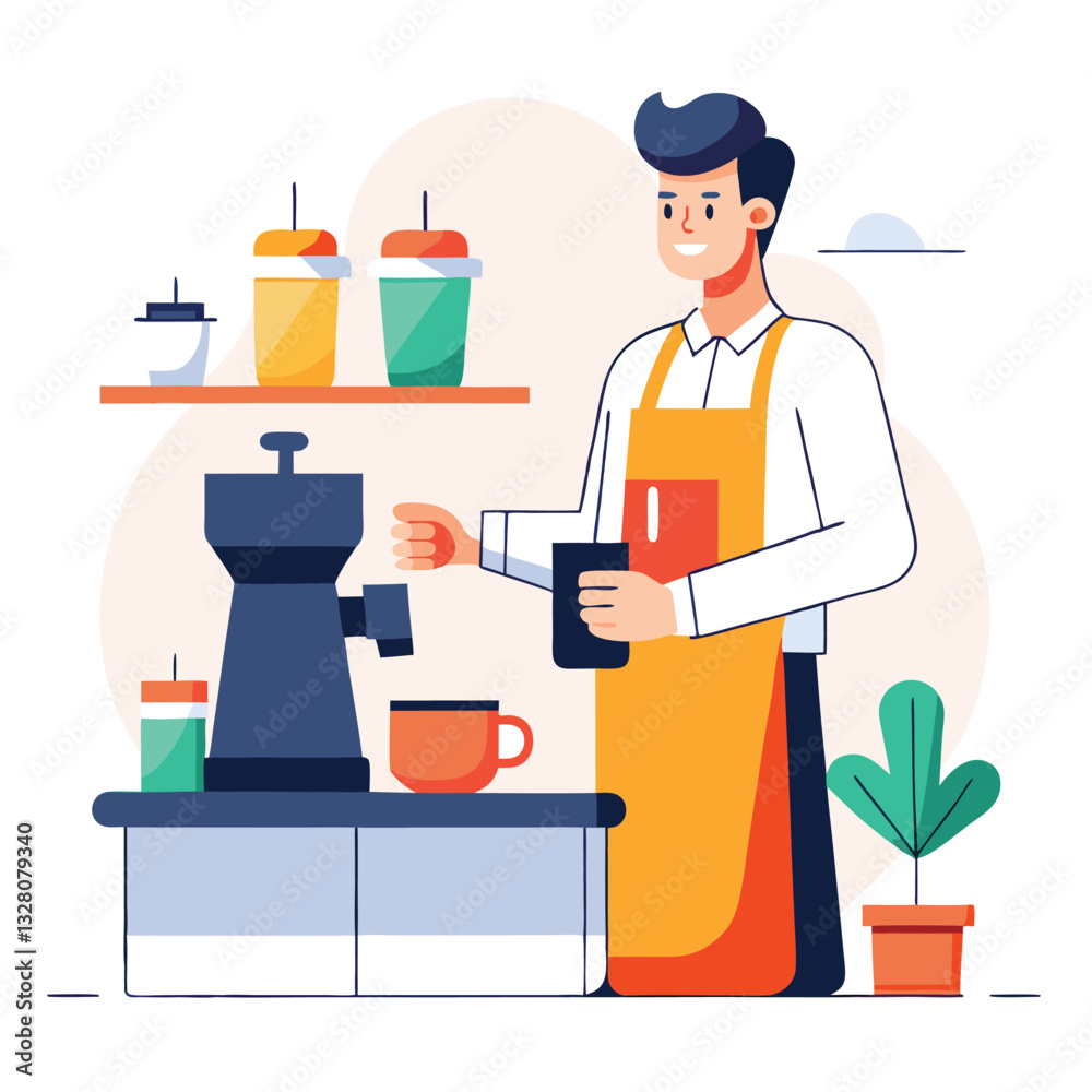 Making delicious cappuccino americano coffee latte Making delicious cappuccino americano coffee latte