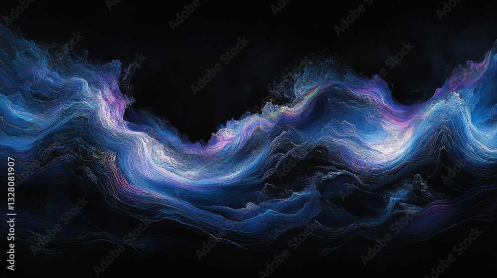 Obraz premium Abstract Blue Glowing Particle Wave Background