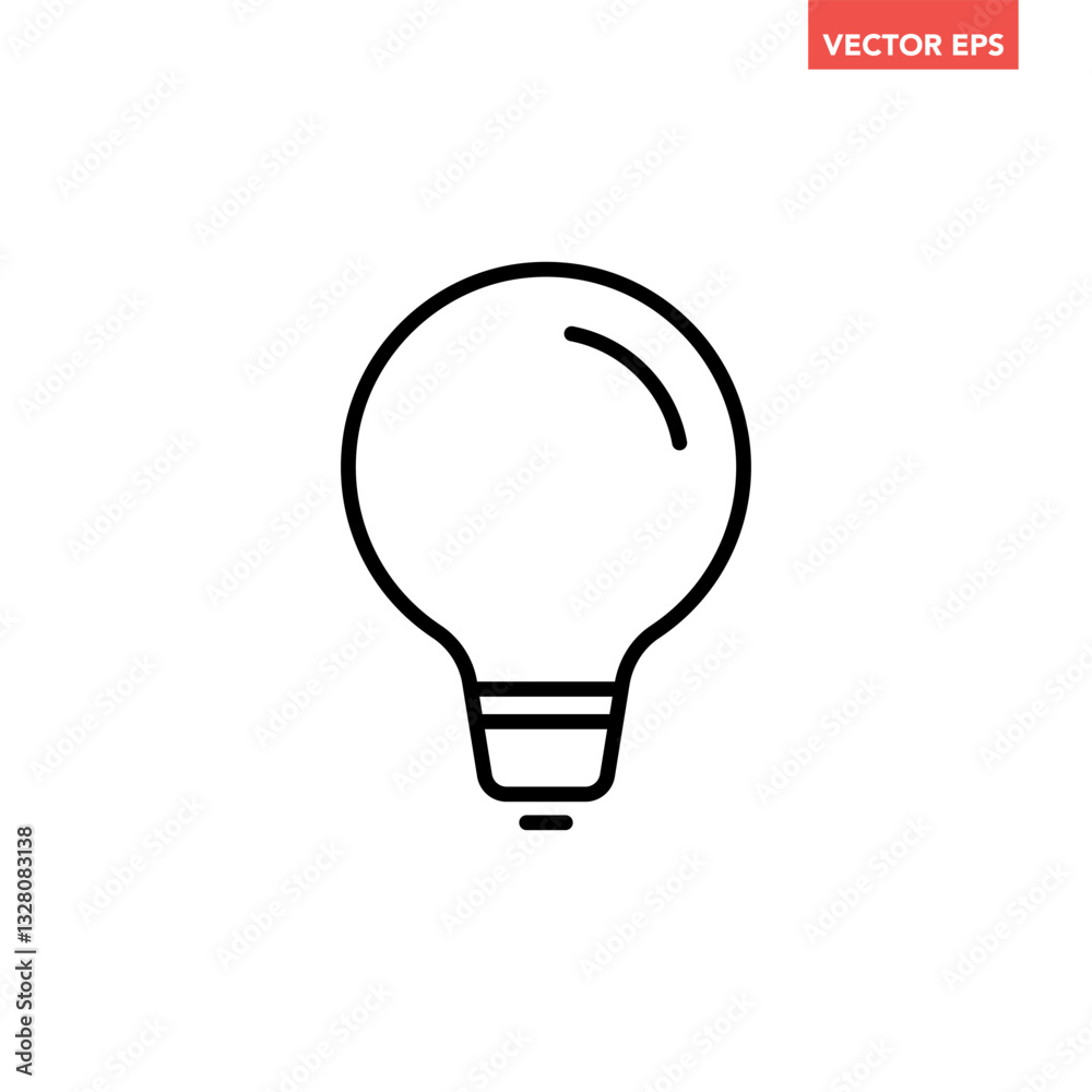 Single light bulb line icon, simple idea flat design illustration pictogram, infographic vector for app ads web banner button ui interface elements isolated on white background Single light bulb line icon, simple idea flat design illustration pictogram, infographic vector for app ads web banner button ui interface elements isolated on white background