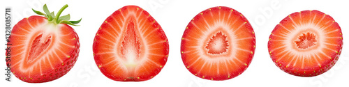 Wallpaper Mural Set of Half Strawberry Isolated Torontodigital.ca
