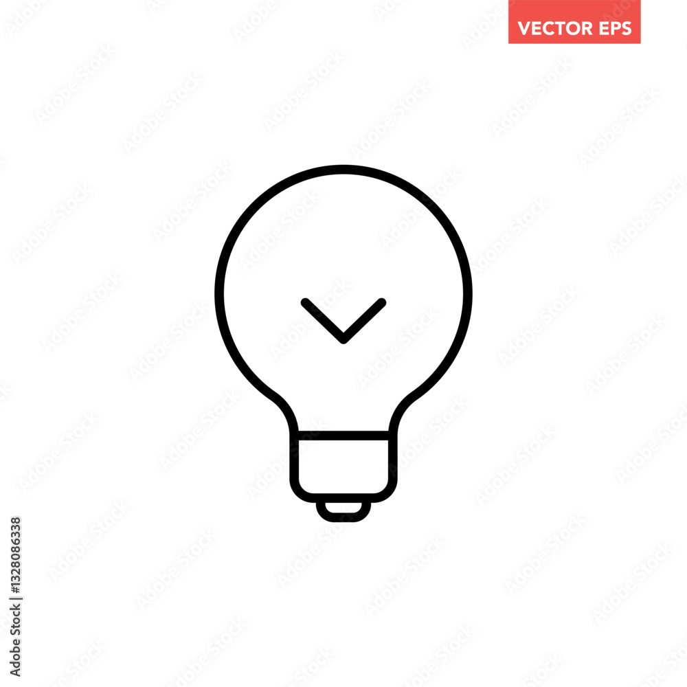 Single light bulb line icon, simple idea flat design illustration pictogram, infographic vector for app ads web banner button ui interface elements isolated on white background Single light bulb line icon, simple idea flat design illustration pictogram, infographic vector for app ads web banner button ui interface elements isolated on white background
