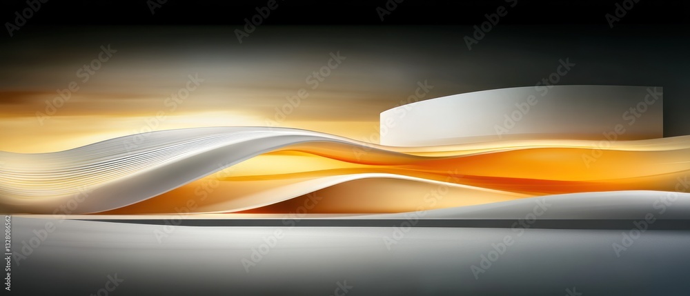 Obraz premium Abstract Architectural Waves: Golden Hour Illumination