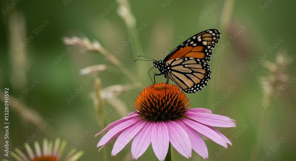 Monarch butterfly on a purple coneflower Monarch butterfly on a purple coneflower