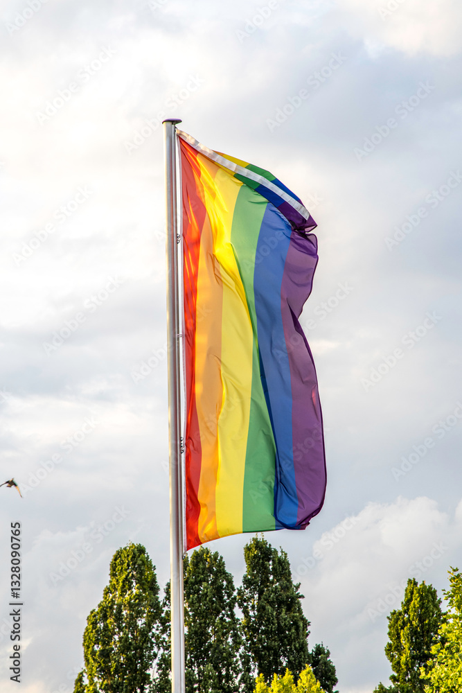 Rainbow colorful of lgbtq pride flag made from silk material in horizontal photo. Pr1de Rainbow colorful of lgbtq pride flag made from silk material in horizontal photo. Pr1de