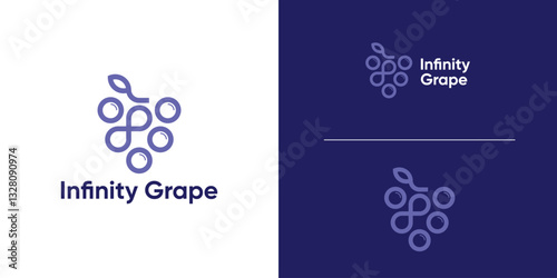 combination logo of wine and infinity, connection, fresh drink logo, loop, fruit, symbol, icon, creative idea.