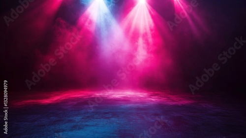 Wallpaper Mural Pink And Blue Spotlights On Dark Stage With Smoke Torontodigital.ca
