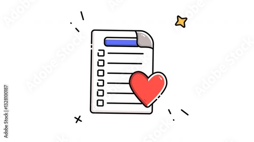 Animated wishlist filled line icon on transparent background, ecommerce animation, 4k video motion graphic with alpha channel, use for web design, mobile apps, ui design