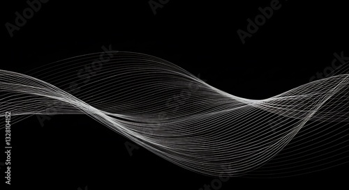 Abstract waves of thin lines on black - calm movement - website background or presentation.