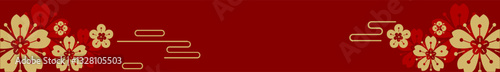 Modern Chinese New Year Background with Paper Cut Style Decorations