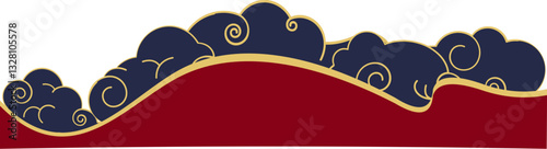 Lunar New Year Festive Footer with Abstract Oriental Patterns