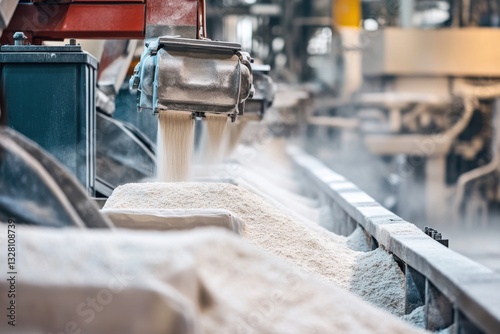 Flour Production Process in Industrial Setting with Machinery
