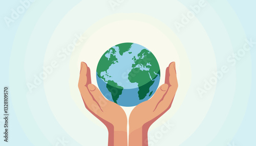 Hands Holding Earth – Vector Illustration of Global Care and Environmental Awareness, for Sustainability Designs