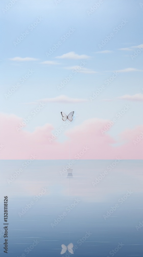 Fototapeta premium Butterfly in aesthetic sky outdoors horizon nature.