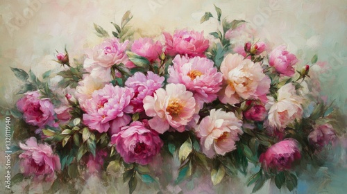 Pink and White Peony Floral Painting
