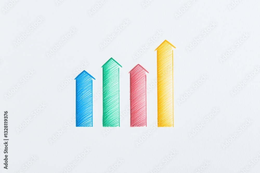 Financial Fitness Goals Concepts. Colored bar graphs showing growth trends in a minimalistic design. Financial Fitness Goals Concepts. Colored bar graphs showing growth trends in a minimalistic design.