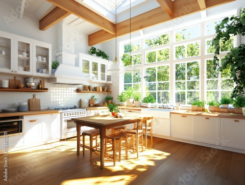 Wallpaper Mural Heritage kitchen furniture displayed in a charming sunlit setting interior design warm atmosphere tilted perspective Torontodigital.ca