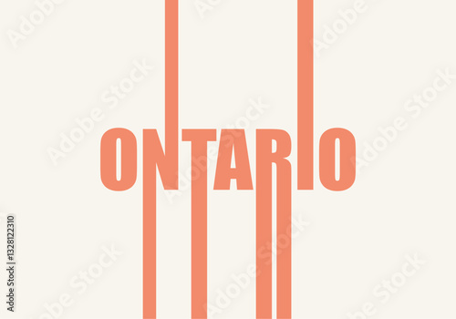 Image relative to Canada travel theme. Ontario province name in geometry style design. Creative typography poster concept. Concept of travel and geography of Canada.