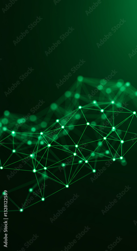 Obraz premium Green Network: Abstract Plexus of Glowing Connections - Modern Technology, Data Visualization, and Futuristic Background