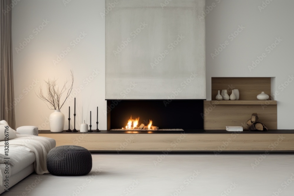 Fototapeta premium Fireplace architecture furniture building.