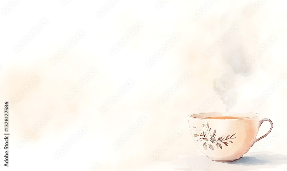 A delicate teacup with steam rising, set against a soft background. A delicate teacup with steam rising, set against a soft background.