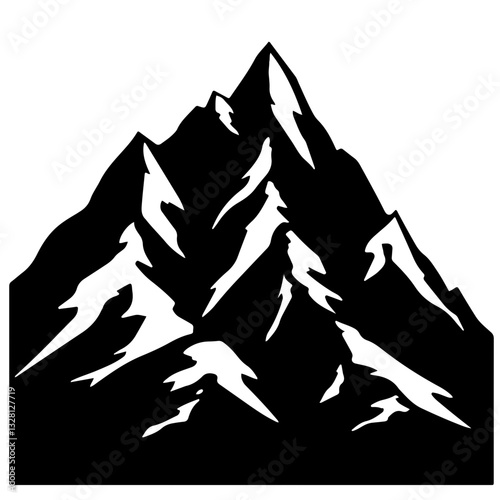 black and white background, mountain