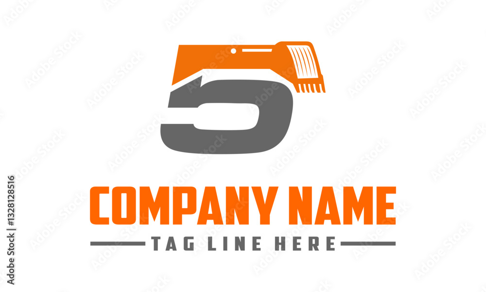 Letter number 5 excavator logo vector Letter number 5 excavator logo vector