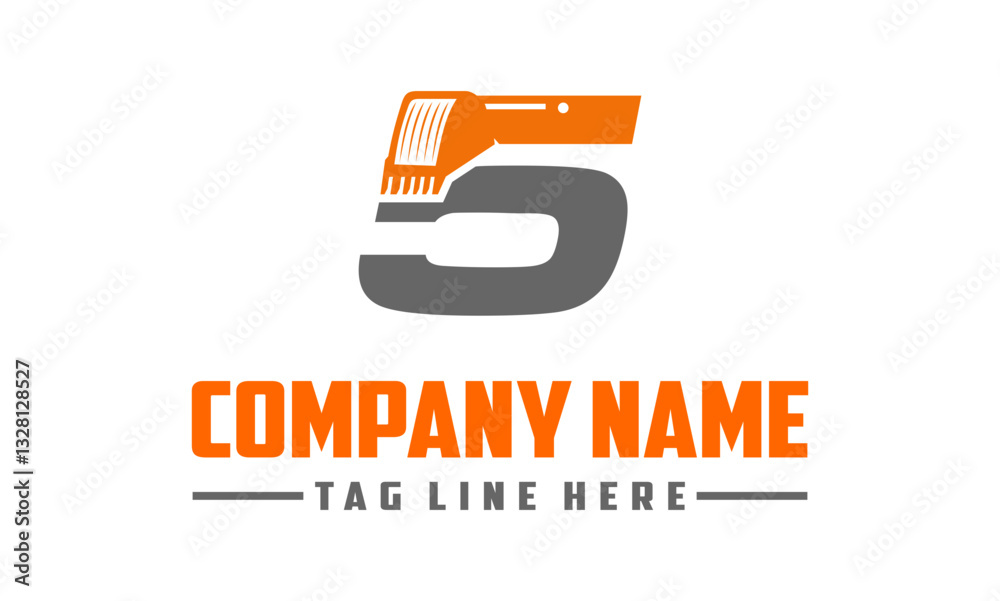 Letter number 5 excavator logo vector Letter number 5 excavator logo vector