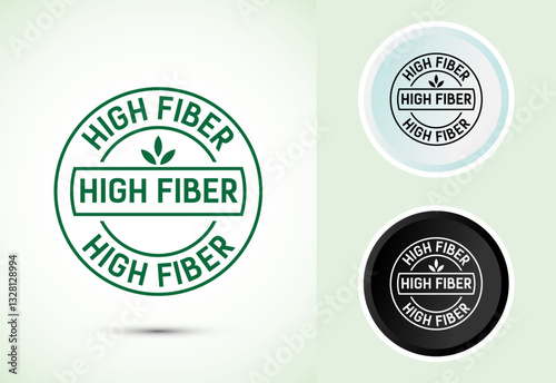 High fiber food icon design illustration. High fiber badge label vector design, Color black and white