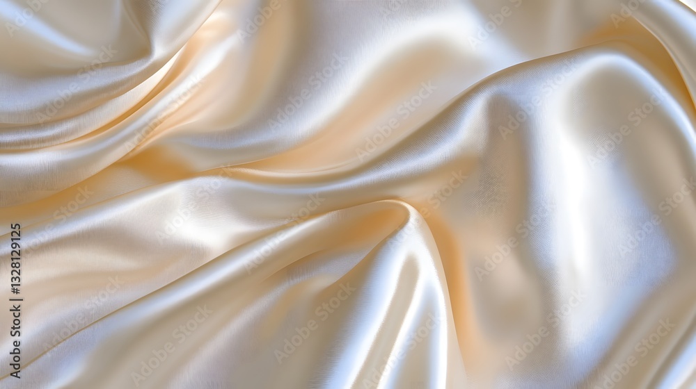 Fototapeta premium Shiny ivory silk texture. Luxury fabric.