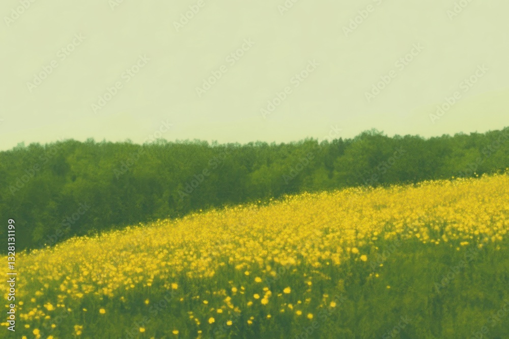 Fototapeta premium Spring flower hills countryside landscape meadow.