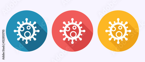 Virus, bacteria icon design illustration. Microbe bacteria sign. Virus icon in shadow button design