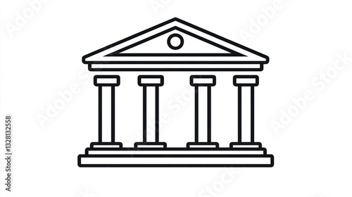 Classical building  columns  government  architecture   illustration  white background  legal concept
